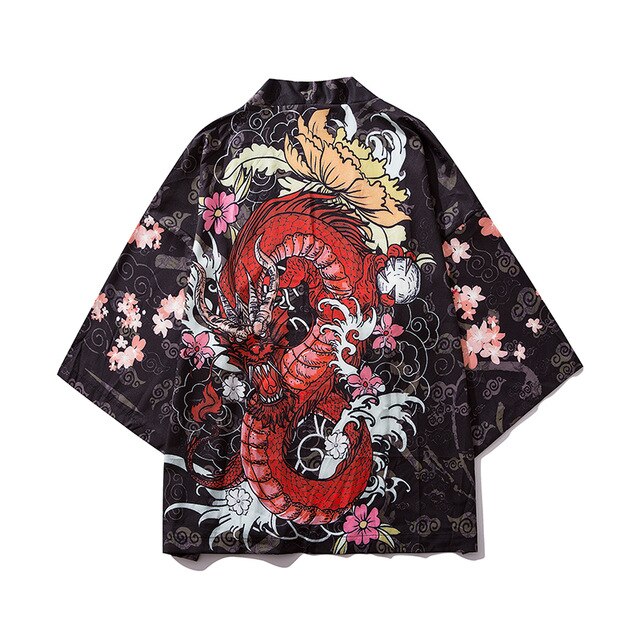 Japan Style Clothes Men Summer Streetwear Cat Print Kimono Cardigan Mandarin Robe Men Unisex Japanese Trend Kimonos