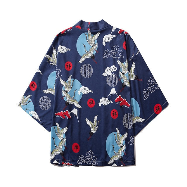 Japan Style Clothes Men Summer Streetwear Cat Print Kimono Cardigan Mandarin Robe Men Unisex Japanese Trend Kimonos