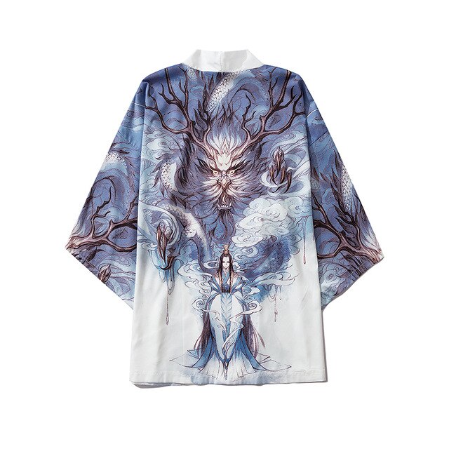 Japanese Crane Kimono Women Cardigan Yukata Fashion Men Haori Obi Clothing Asian Shirt National Tradition Clothes