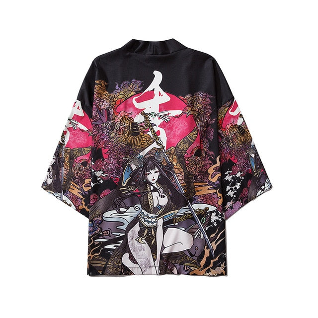 Japanese Crane Kimono Women Cardigan Yukata Fashion Men Haori Obi Clothing Asian Shirt National Tradition Clothes