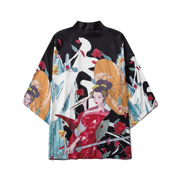 Japanese Crane Kimono Women Cardigan Yukata Fashion Men Haori Obi Clothing Asian Shirt National Tradition Clothes