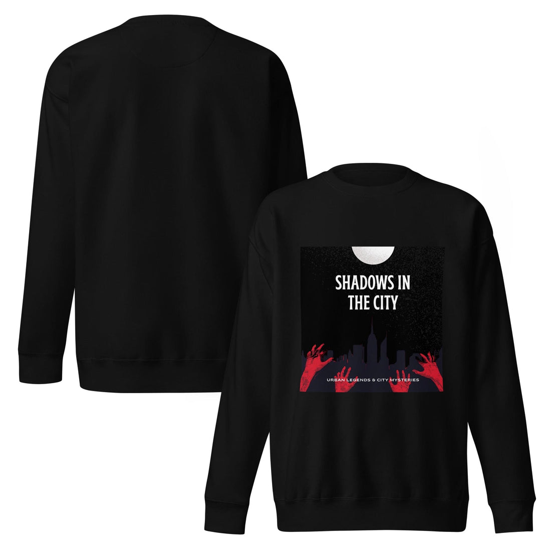Shadows In The City Streetwear Sweatshirt | Dark Urban Graphic Crewneck - S